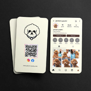 Instagramm Profil Dog Influencer Biege QR Code Visitenkarte