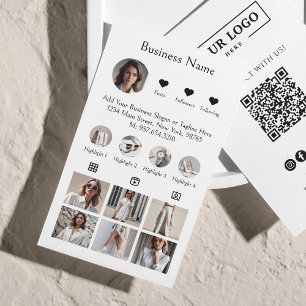 Instagramm-Scan zur Verbindung von QR-Code in weiß Visitenkarte