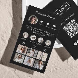 Instagramm-Scan zur Verbindung von QR-Code schwarz Visitenkarte