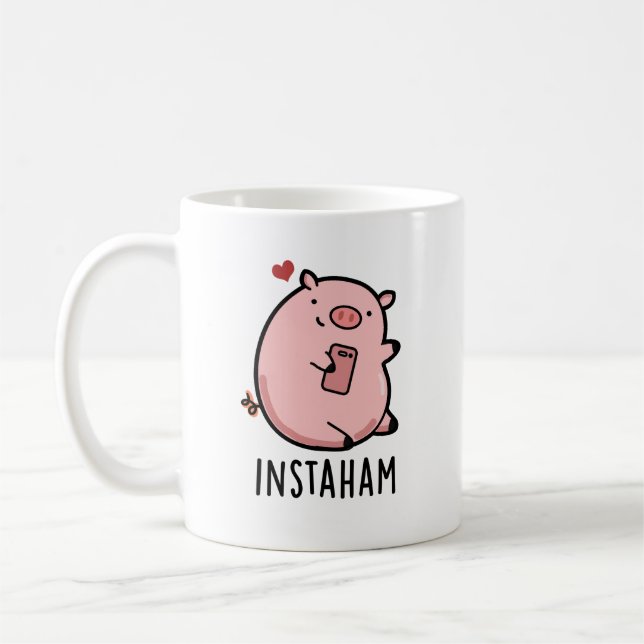 Instaham Funny Social Media Pig Pun Kaffeetasse (Links)