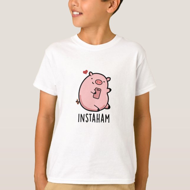 Instaham Funny Social Media Pig Pun T-Shirt (Vorderseite)