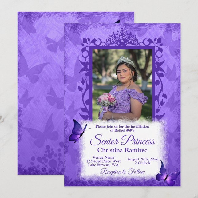 Installation der lila Schmetterlingsgrenze für die Einladung (Vorne/Hinten)