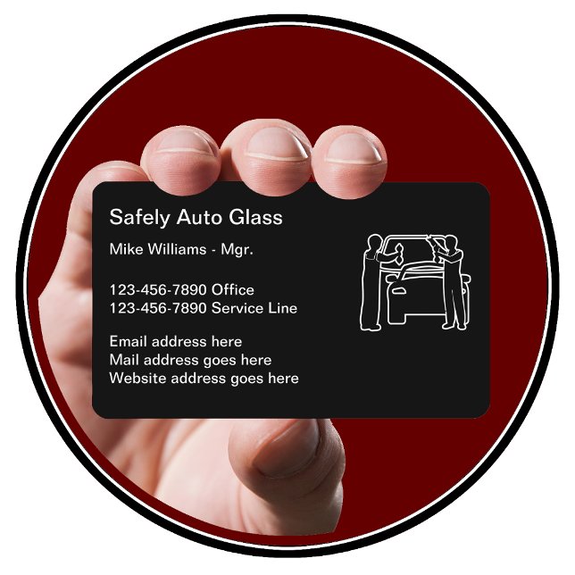 Installation und Reparatur von Auto-Glasglas Visitenkarte (Auto Glass Business Cards by CustomBusinessTemplates)