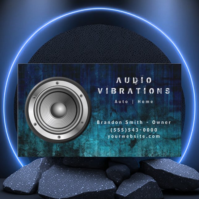 Installation von Grunge Blue Car Audio Stereo Laut Visitenkarte (Von Creator hochgeladen)