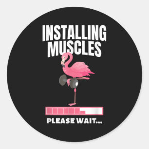 Installation von Muskeln Flamingo Übung Fitness Mo Runder Aufkleber