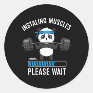Installation von Muskeln Funny Panda Weightlift Wo Runder Aufkleber