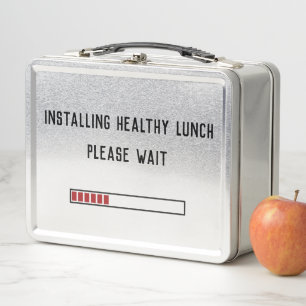 Installieren Sie gesundes Mittagessen Bitte warten Metall Brotdose