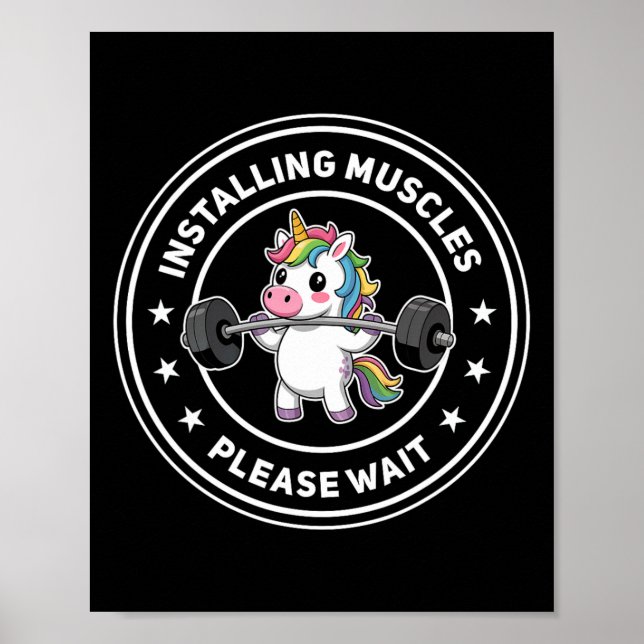 Installieren von Muskeln Bitte warten Sie Niedlich Poster (Vorne)