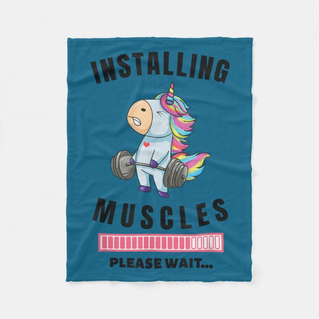 Installing Muscles Unicorn Weight Lifting Fitness  Fleecedecke (Vorderseite)