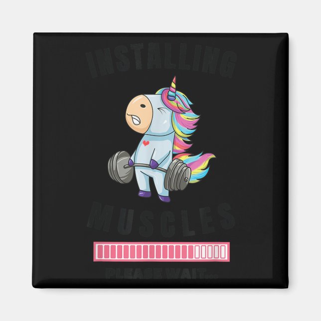 Installing Muscles Unicorn Weight Lifting Fitness  Magnet (Vorne)