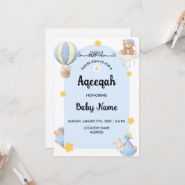 Instant Blue Aqeeqah Aqiqah Einladungskarte Einladung