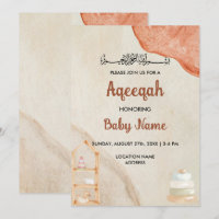 Instant Boho Cream Aqeeqah Aqiqah Einladungskarte