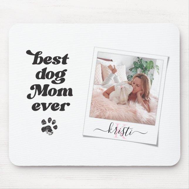 Instant Camera Best Hund Mama je weiß Mousepad (Vorne)