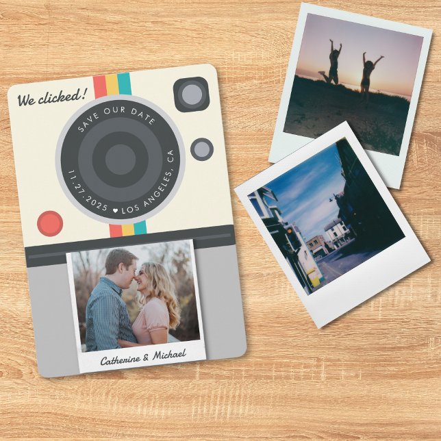 Instant Camera Couple-Foto Datum Position einzigar Save The Date (Von Creator hochgeladen)