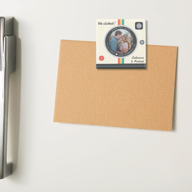 Instant Camera Couple Foto Save the Date einzigart Magnet (Von Creator hochgeladen)