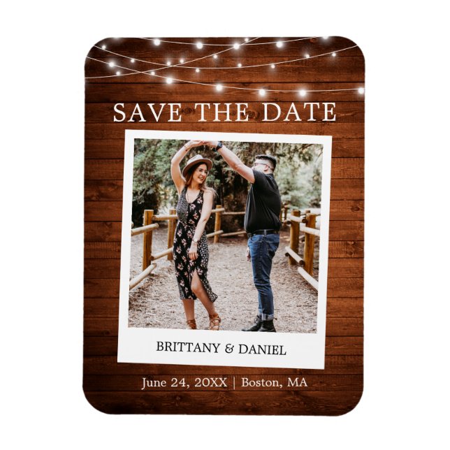 Instant Camera Foto Holzleuchten Save the Date Magnet (Vertikal)