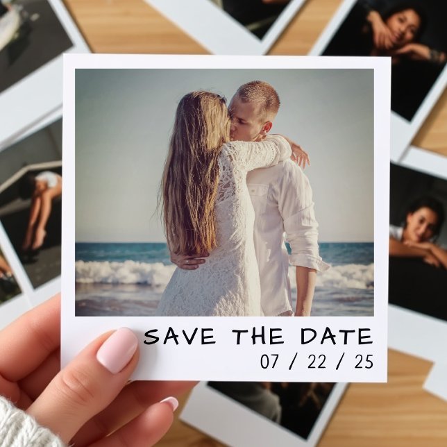 Instant Camera Foto QR Code Retro Hochzeit Save The Date (Instant Camera Photo QR Code Retro Wedding Save The Date
)