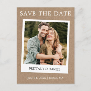 Instant Camera Style Foto Kraft Save the Date Postkarte