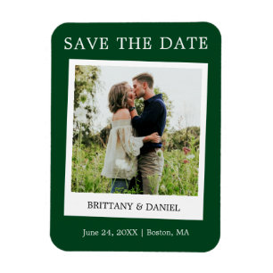Instant Camera Style Foto Save the Date grün Magnet