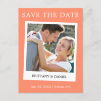Instant Camera Style Foto Save the Date Koralle