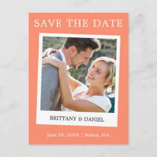 Instant Camera Style Foto Save the Date Koralle Postkarte