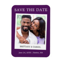Instant Camera Style Foto Save the Date Lila