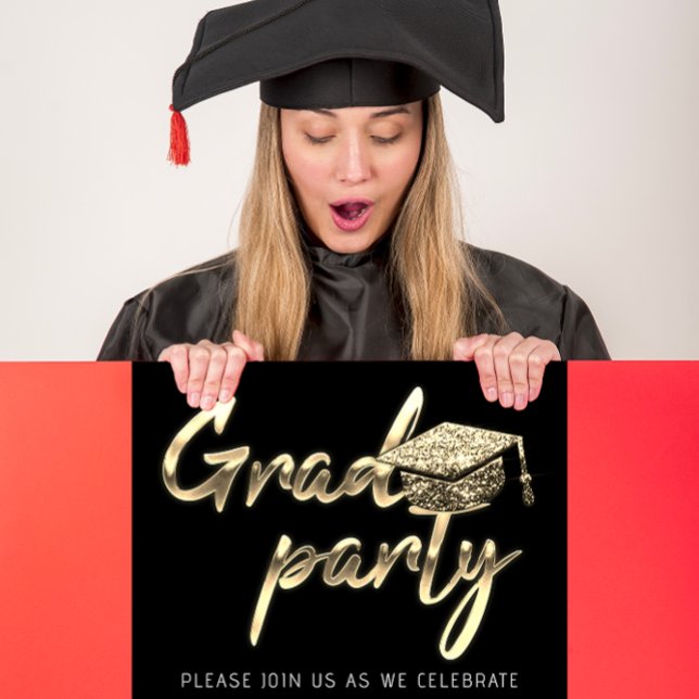 Instant Download Graduation Party Gold Schwarz-wei Einladung (Instant Download Graduation Party Gold Black White Invitation)