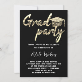 Instant Download Graduation Party Grad Cup Gold Einladung