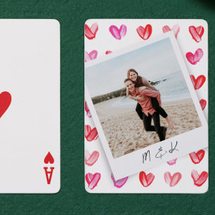 Instant Foto Hearts Monogram Poker Cards Spielkarten