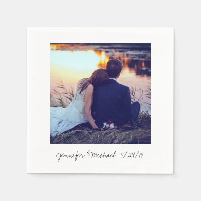 Instant Foto Look Foto Hochzeit Serviette (Vorderseite)