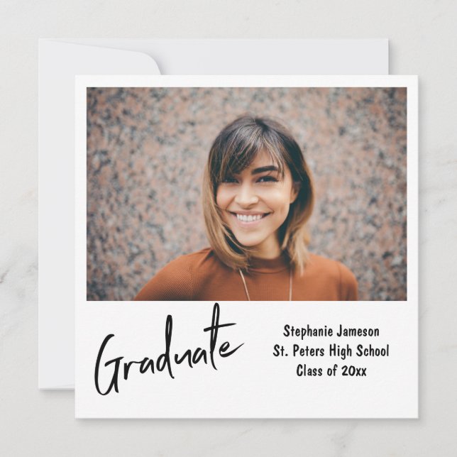 Instant Foto & Typografy Graduation Party Einladung (Vorderseite)