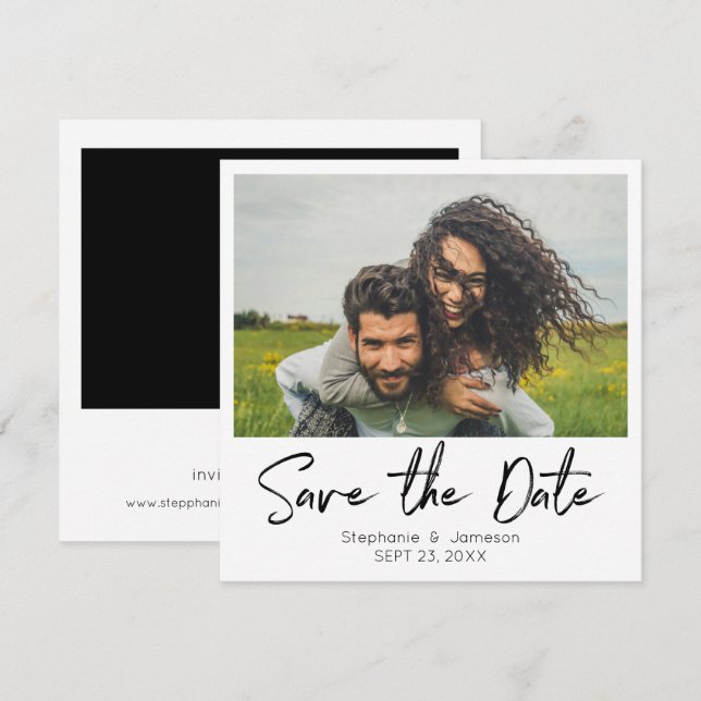 Instant-Foto und Typografie Save the Date Print V2 Einladung (Vorne/Hinten)