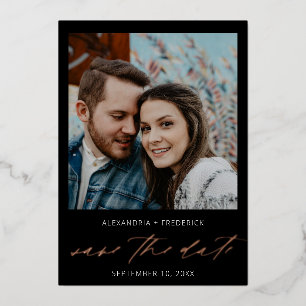 Instant Foto Weiß Chic Save the Date schwarz  Folieneinladung
