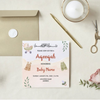 Instant Modern Boho Aqeeqah Aqiqah Invite Card Einladung