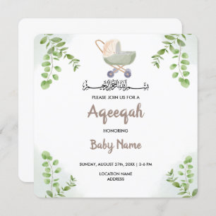 Instant Modern Chic Aqeeqah Aqiqah Invite Card Einladung