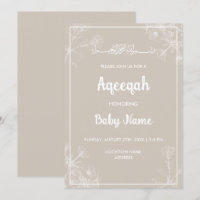 Instant Modern Floral Aqeeqah Aqiqah Einladung