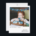 Instant Photo with Teal Hanukkah Streamer<br><div class="desc">Introducing the Instant Photo with Teal Hanukkah Streamer Holiday Card, a delightful way to celebrate the warmth and joy of the season. This elegant card features an instant photo style, beautifully enhanced with a festive Hanukkah holiday streamer. Accented by a teal hanukkiah and playful dreidels, it captures the essence of...</div>