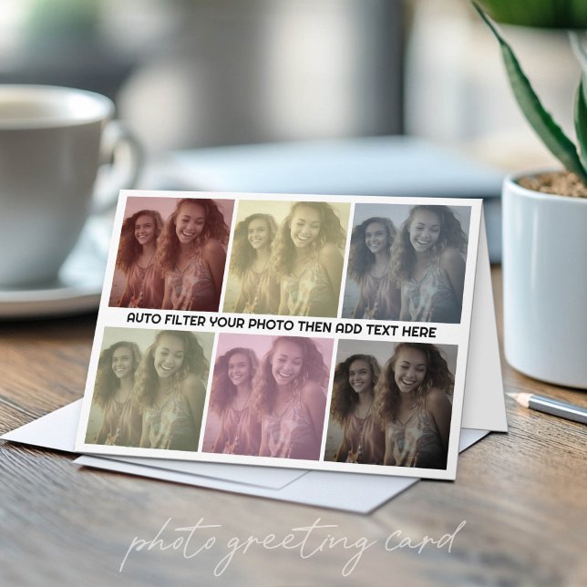 Instant Pop Art Foto Collage Auto Filter Karte (Custom Photo Folded Greeting Card)