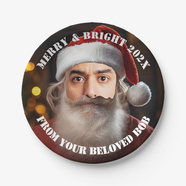 Instant Santa! Fügen Sie einfach Ihr Gesicht hinzu Pappteller (Vorderseite)