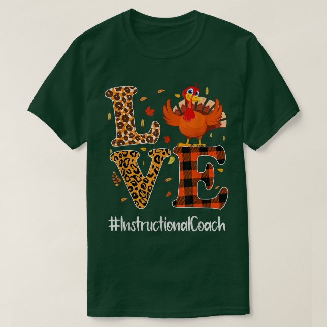 Instructional Coach Life Liebe Erntedank Leopard T-Shirt (Design vorne)