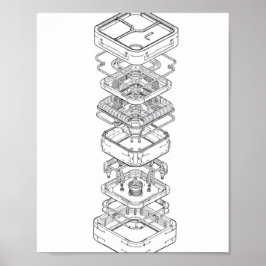 Instruktionsdesign: Modulare Maschinenmontage Poster