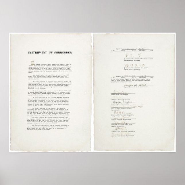Instrument der Kapitulation für Japan im Zweiten W Poster (Vorne)