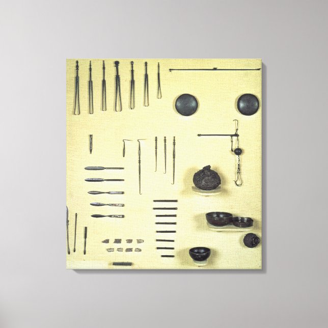 Instrumente aus einem Okulistienfall, aus Reims Leinwanddruck (Vorderseite)