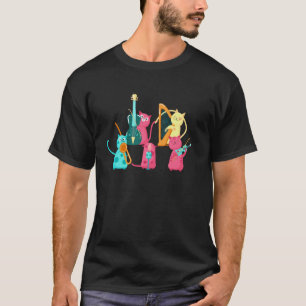 Instrumentenspieler Katzen Musiker Lustiges Tier T-Shirt