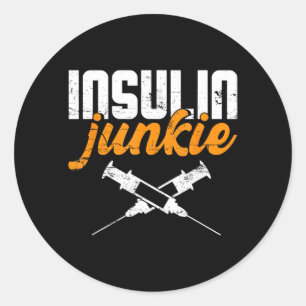 Insulin-Junkie _ Diabetes-Bewusstsein _ Blutzucker Runder Aufkleber