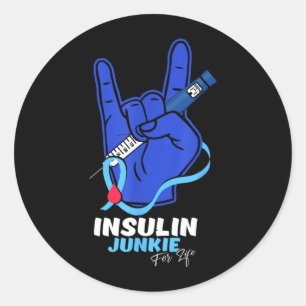 Insulin-Junkie fürs Leben _ Diabetiker _ Diabetes Runder Aufkleber
