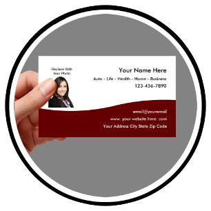 Insurance Agent Editable Foto Business Cards Visitenkarte