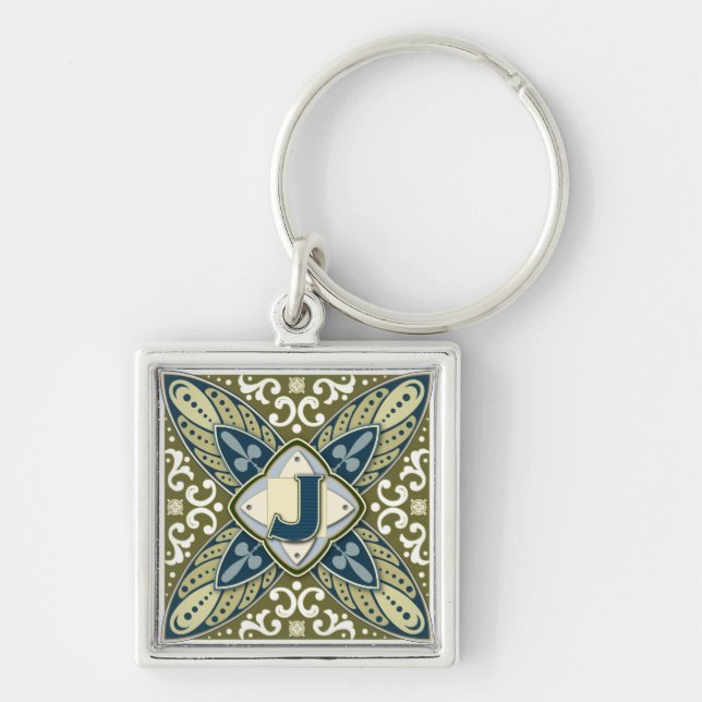 Intaglio-Monogramm-Buchstabe J Schlüsselanhänger (Vorne)