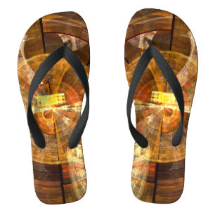 Integrität Radiale Abstrakte Kunst in warmen Goldt Flip Flops