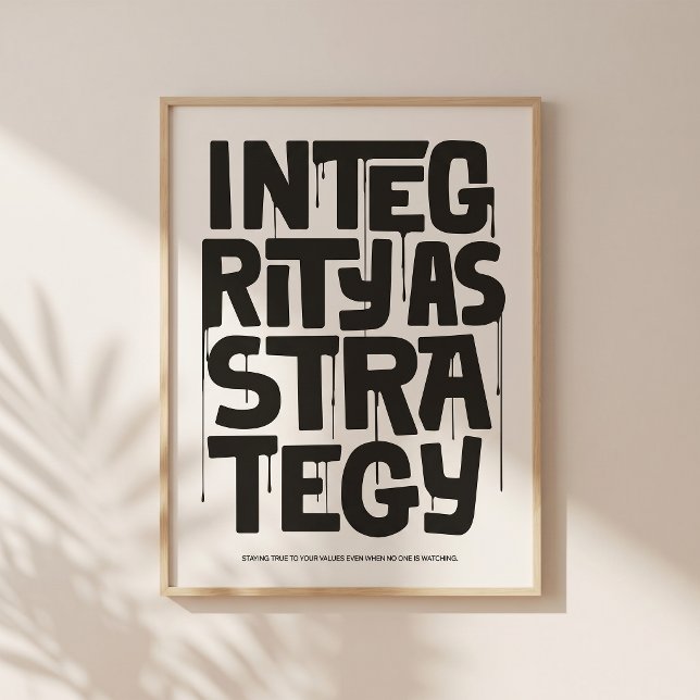 Integrity As Strategy - Typography Print |Wall Art Poster (Quiet design. Strong message about integrity.)
